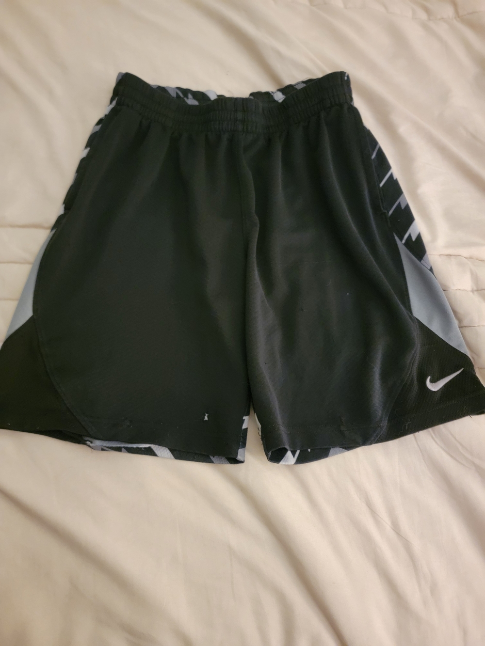 Nike Boys Black Athletic Shorts with Grey Accents